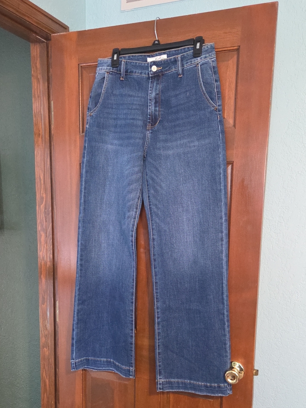 KanCan Wide-Leg High-Rise Jeans in Dark Blue Denim